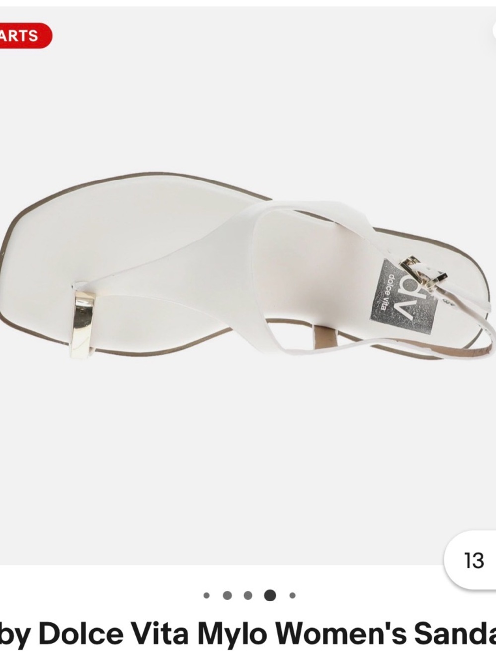 Dolce Vita White Thong Sandals with Metallic Toe Accent - Never Worn - size 10